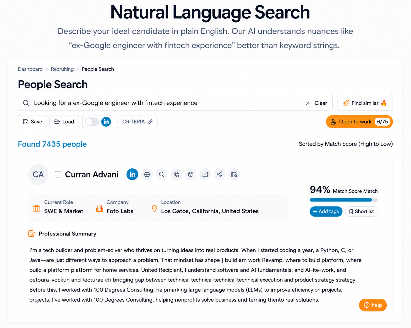Natural Language Search