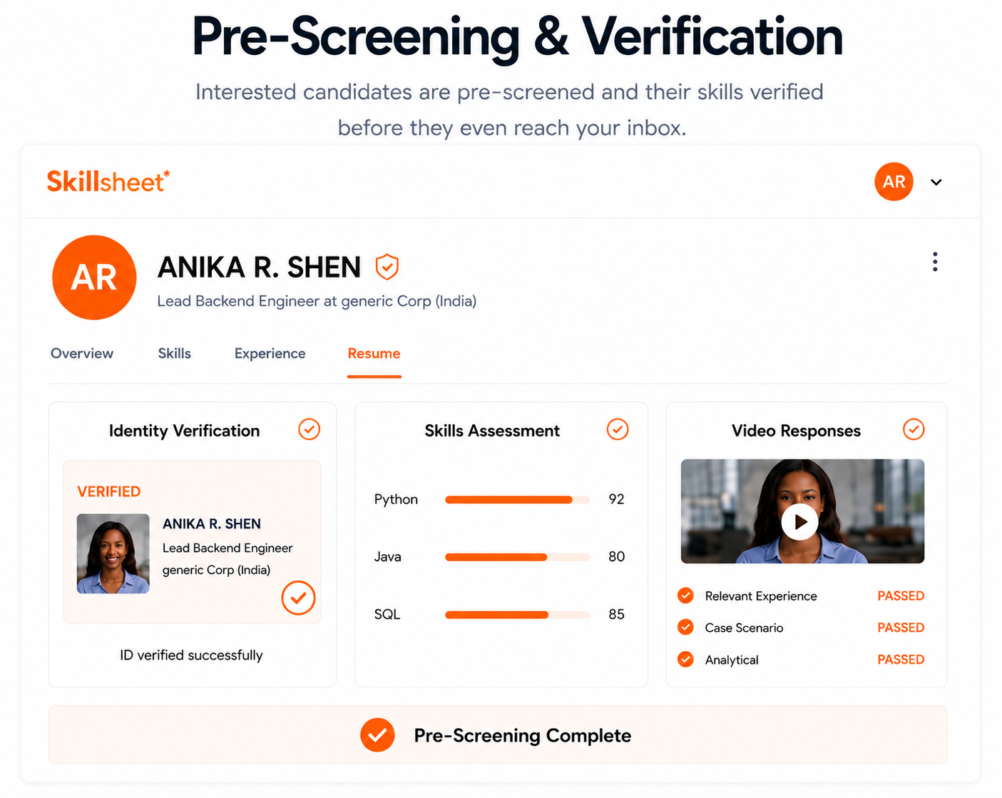 Pre-Screening & Verification