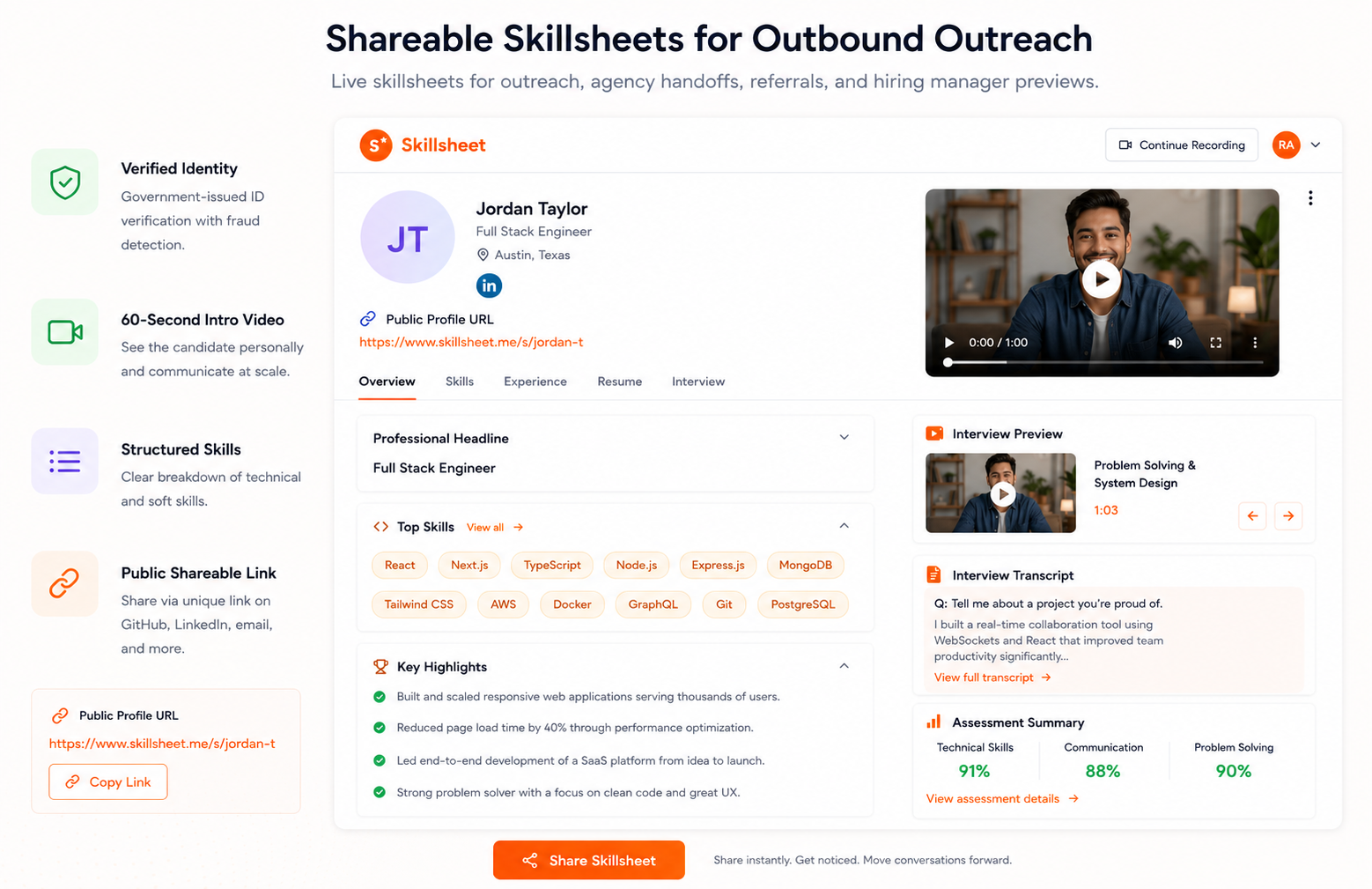 Shareable Skillsheets