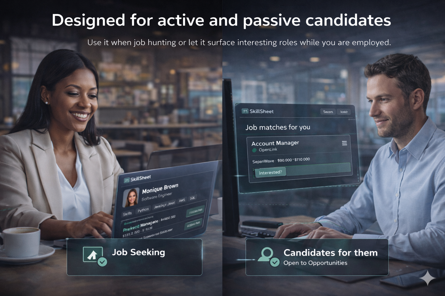 Designed for active and passive candidates