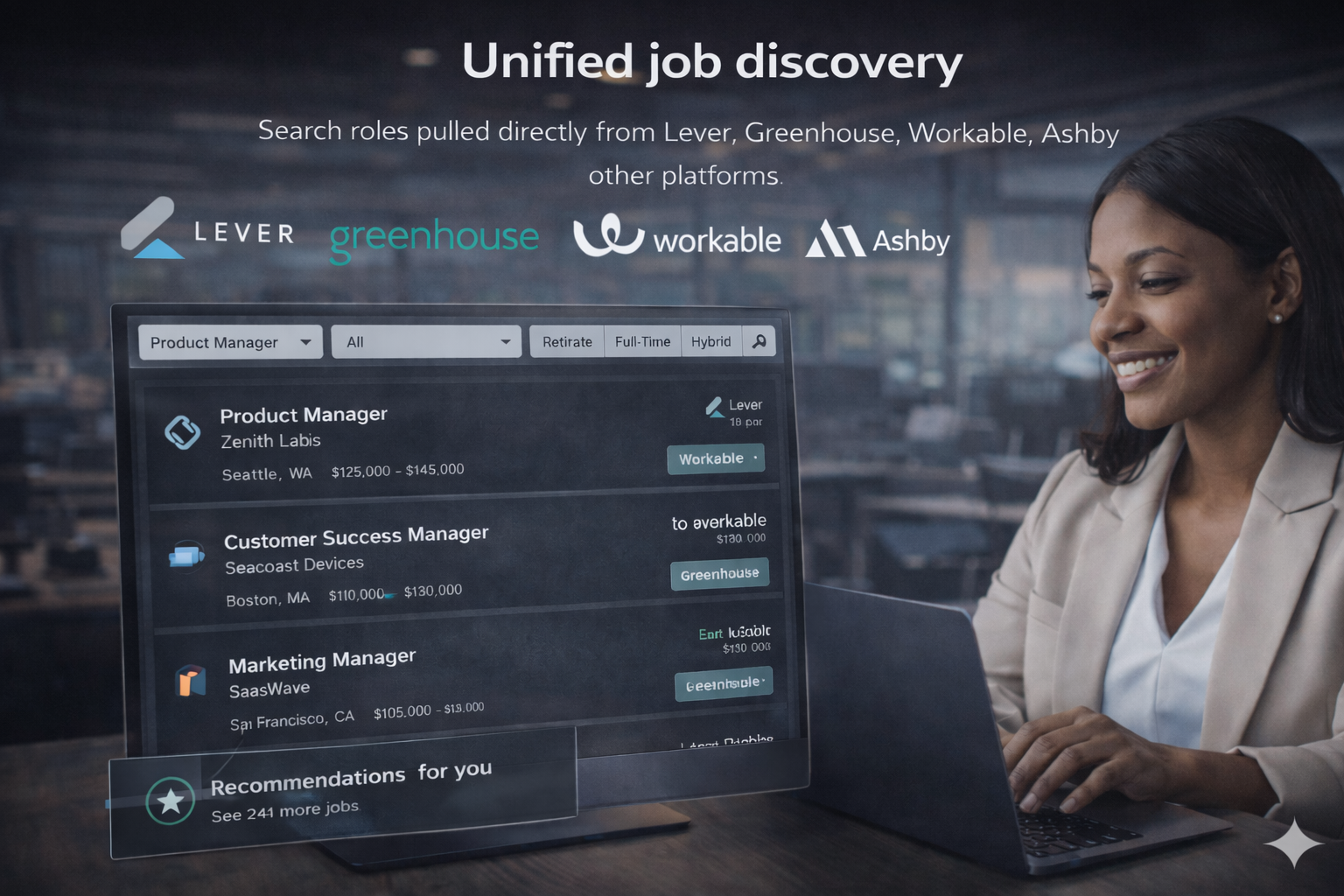 Unified job search placeholder